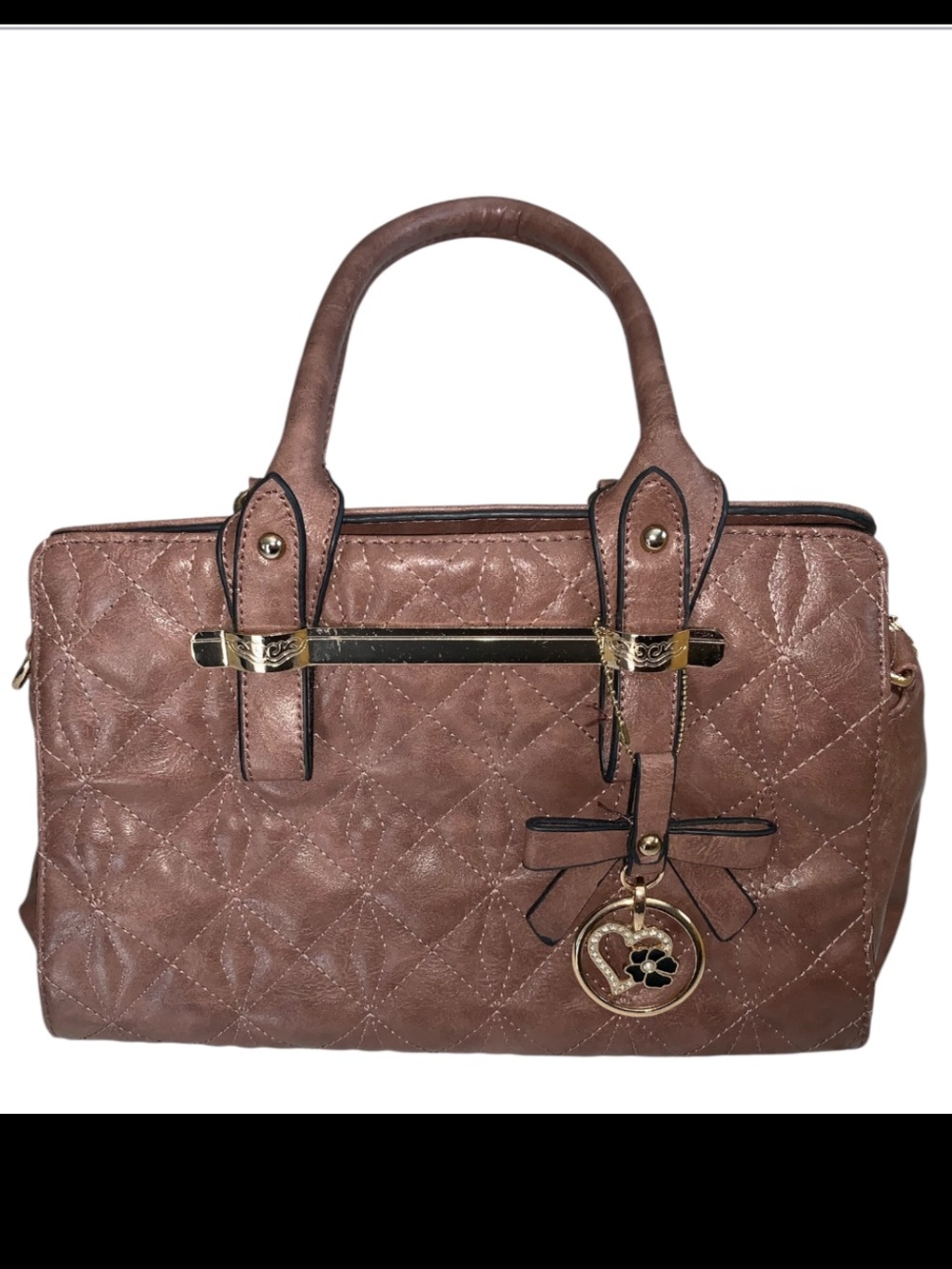 Everyday Rose Brown Shoulder Bag with Gold Accents